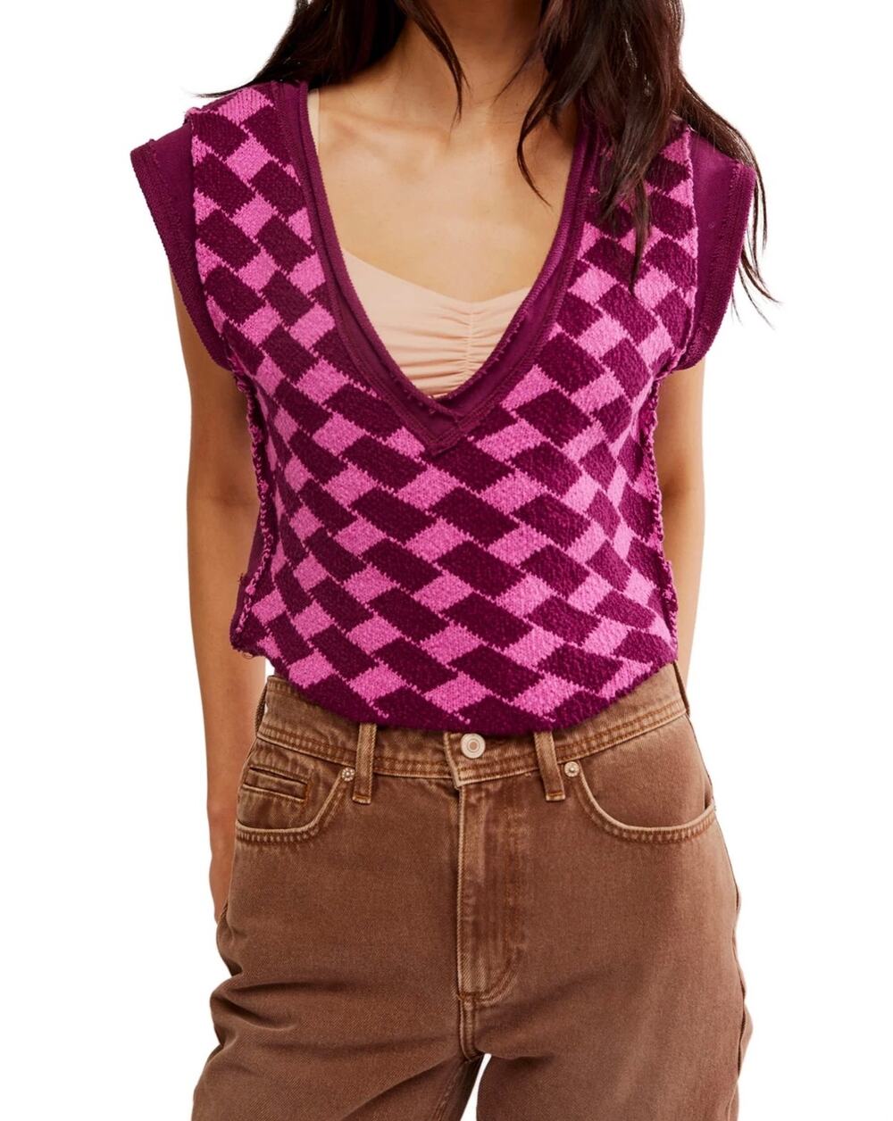 Free People Lola women’s short sleeve sweater vest size medium
